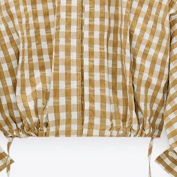 NEW Zara Gingham Cropped Shirt / Jacket button front Organi Cotton- Blogger Fav - Picture 9 of 16